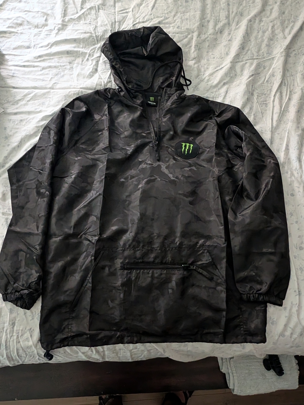 Monster Energy Black Camo Hooded Windbreaker Jacket
